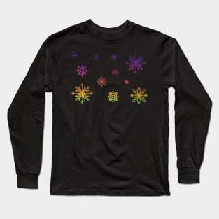 Bright Rainbow Faux Glitter Snowflakes Long Sleeve T-Shirt